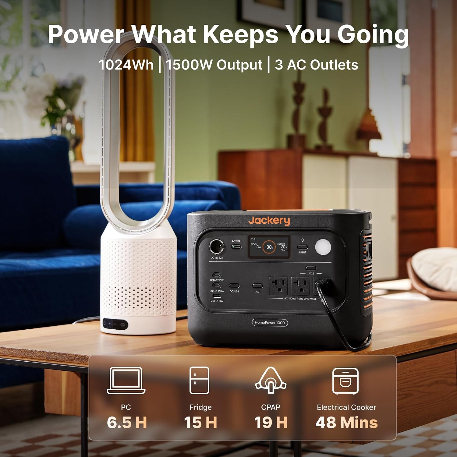 image:imageJackery Explorer 1000 v2 Portable Power Station1070Wh LiFePO4 Battery1500W AC100W USBC Output 1 Hr Fast Charge Solar Generator for CampingEmergency RV OffGrid LivingSolar Panel OptionalHP1000v2200W