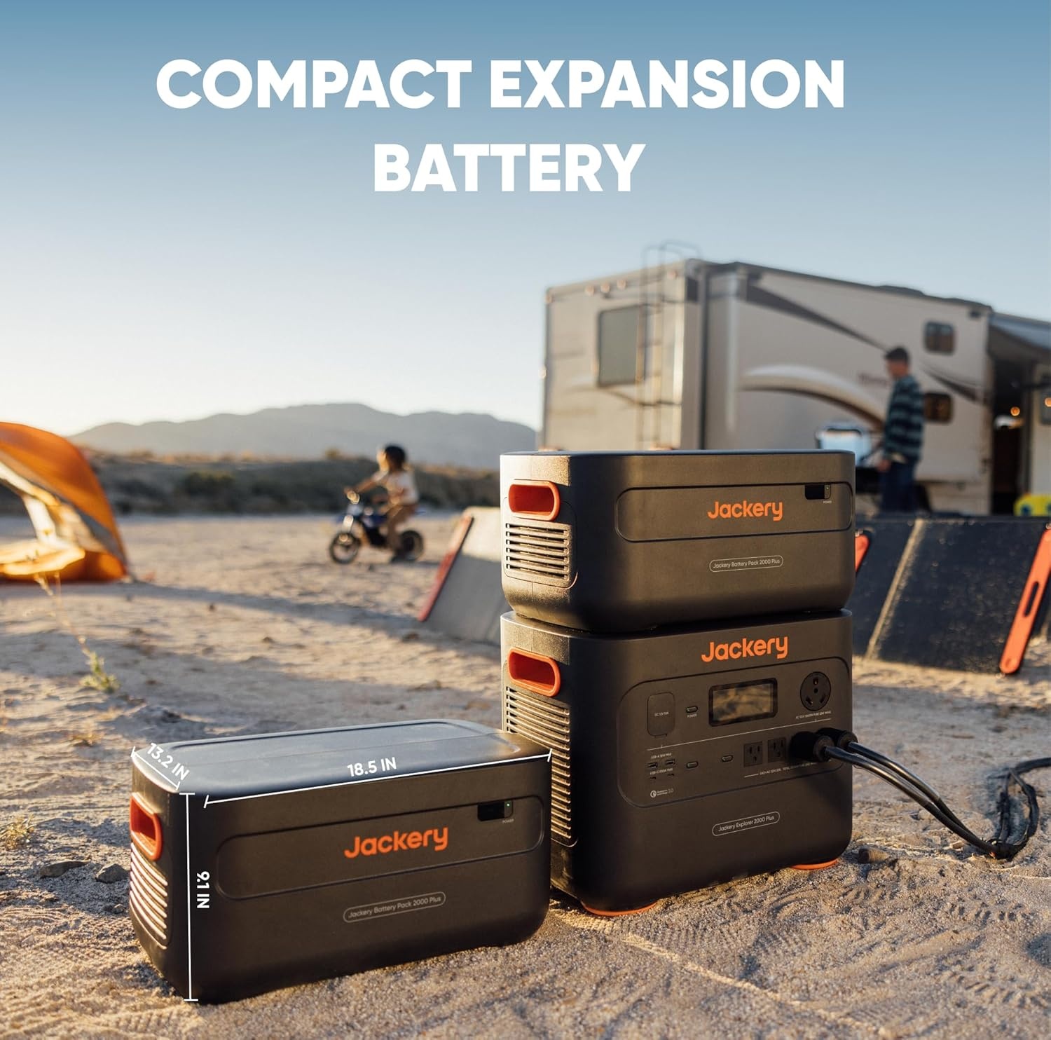 image:imageJackery Explorer 2000 Plus Portable Power Station 2042Wh LiFePO4 Solar Generator 3000W AC Output Expandable to 24kWh UPS Home Backup for Emergency Camping RV OffGridSolar Panel OptionalExplorer 2000 Plus Battery Pack