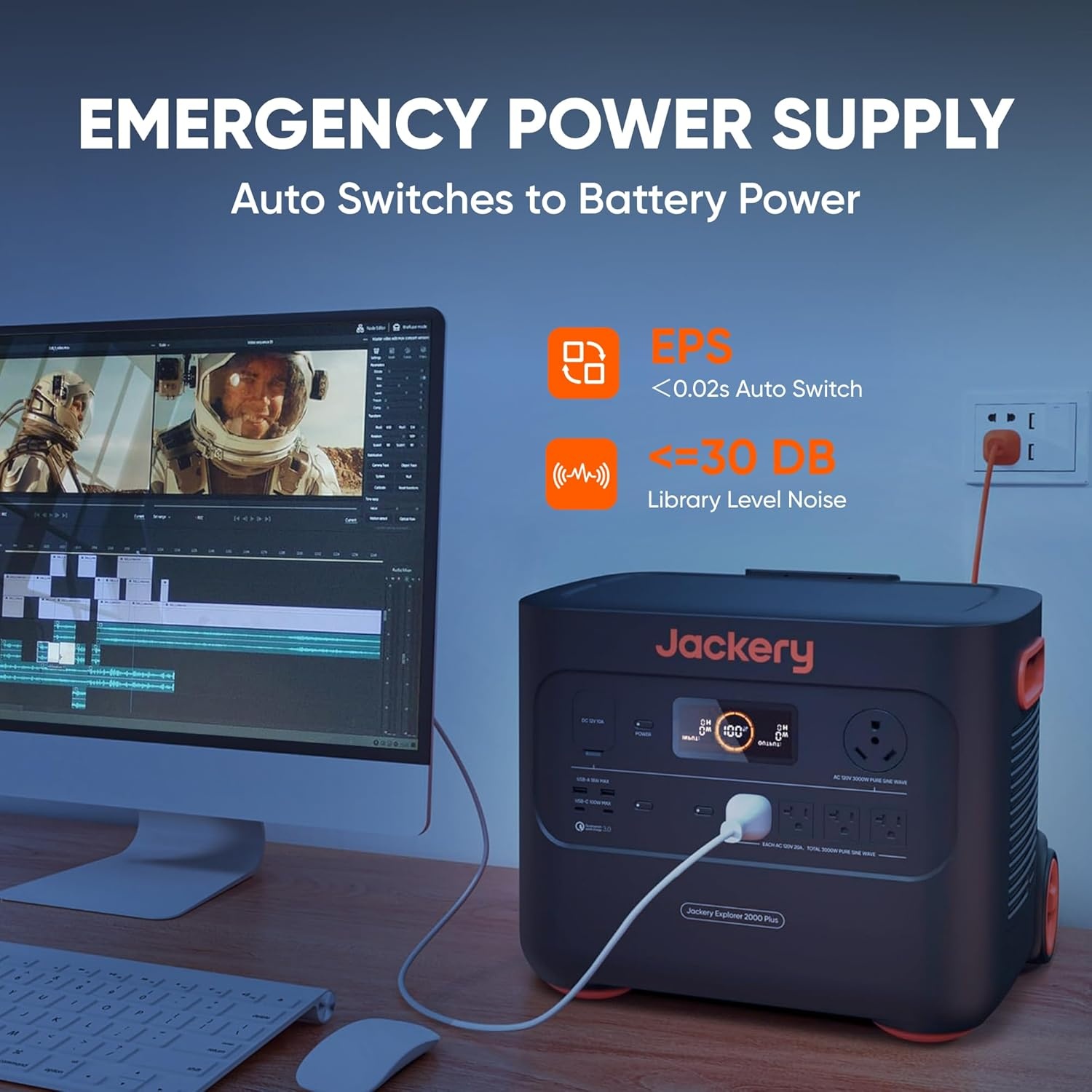 image:imageJackery Explorer 2000 Plus Portable Power Station 2042Wh LiFePO4 Solar Generator 3000W AC Output Expandable to 24kWh UPS Home Backup for Emergency Camping RV OffGridSolar Panel OptionalExplorer 2000 PlusEB200Wx2