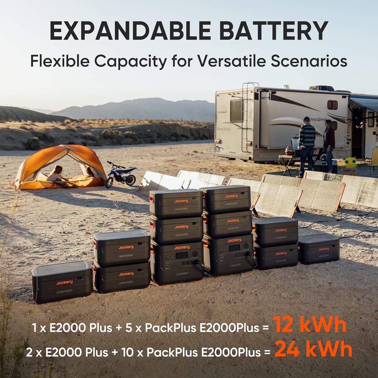 image:imageJackery Explorer 2000 Plus Portable Power Station 2042Wh LiFePO4 Solar Generator 3000W AC Output Expandable to 24kWh UPS Home Backup for Emergency Camping RV OffGridSolar Panel OptionalExplorer 2000 Plus