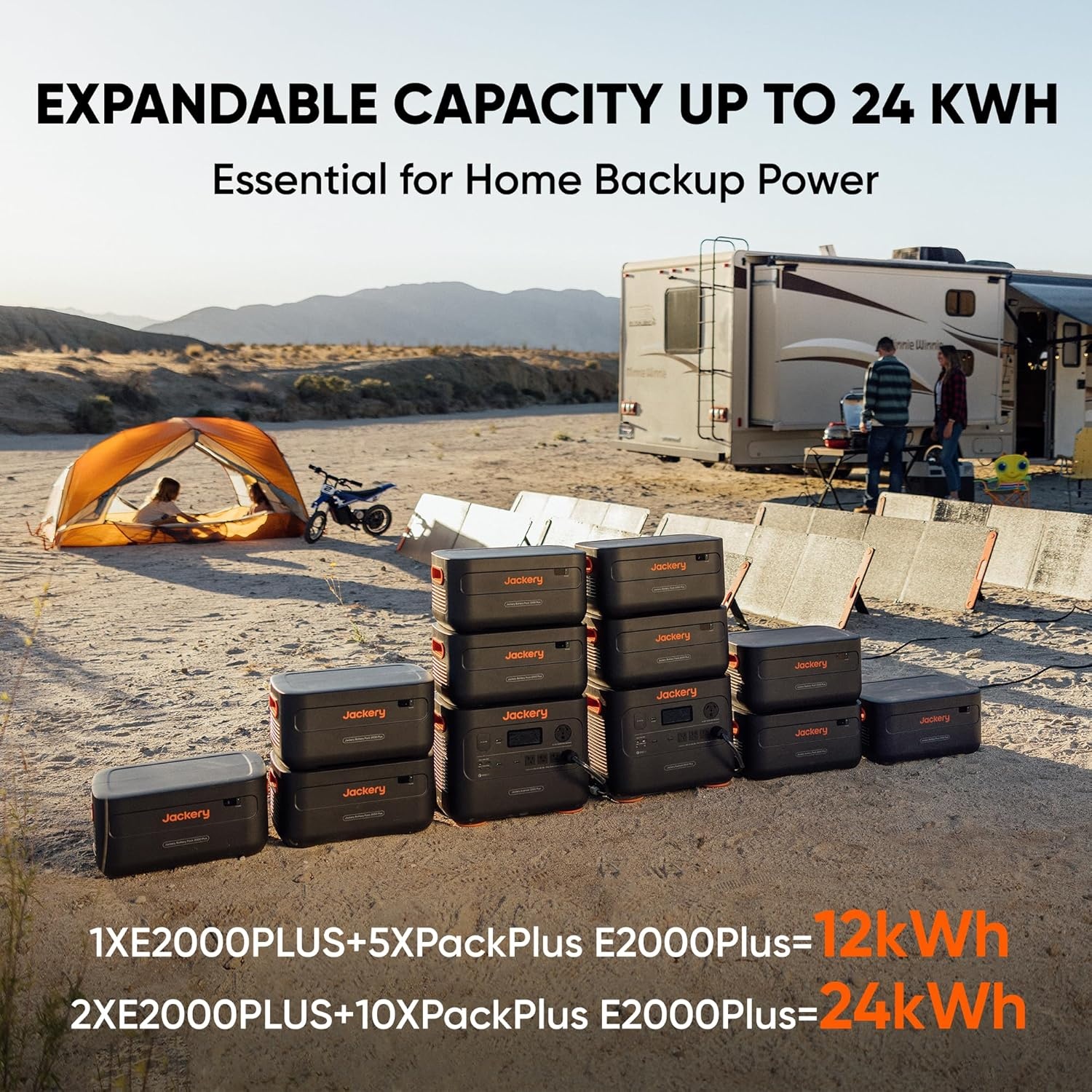 image:imageJackery Explorer 2000 Plus Portable Power Station 2042Wh LiFePO4 Solar Generator 3000W AC Output Expandable to 24kWh UPS Home Backup for Emergency Camping RV OffGridSolar Panel OptionalExplorer 2000 Plus200Wx2