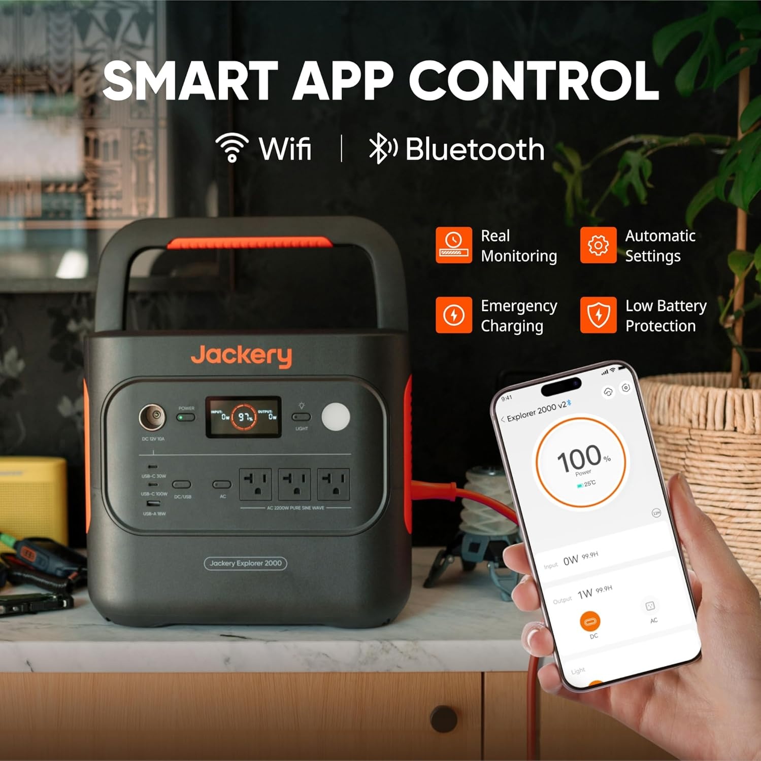 image:imageJackery Explorer 2000 v2 Portable Power Station with 2x200W Solar Panels 2042Wh LiFePo4 Battery 2200W Solar Generator 20ms UPS USBC PD 100W Fast Charging for Power Outages Emergencies CampingE2000v2100Wx2
