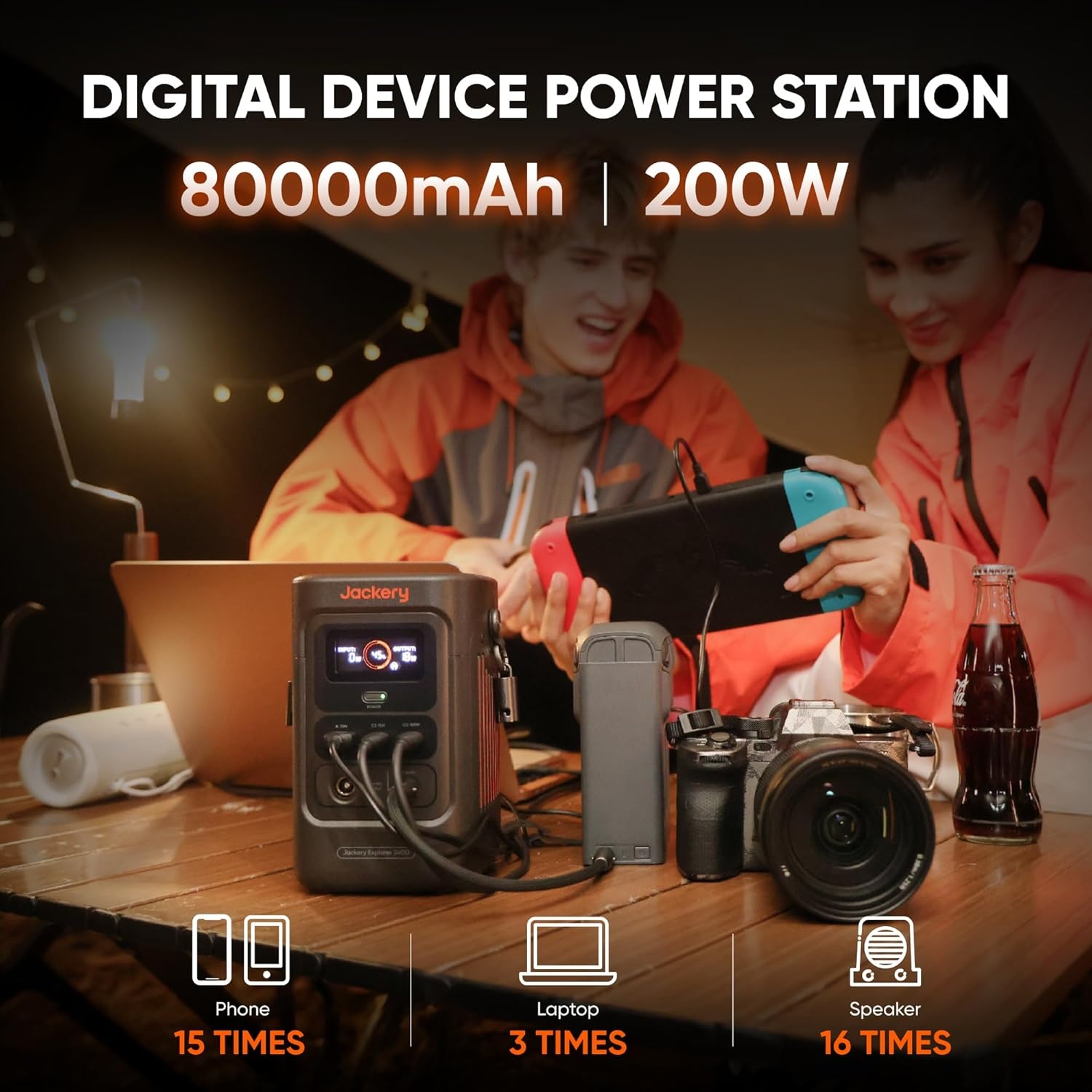 image:imageJackery Explorer 240D Power Bank with 40W Solar Panel 256Wh LiFePO4 Battery Portable Power Station 200W DC Output with 40W Air Solar PanelE240D