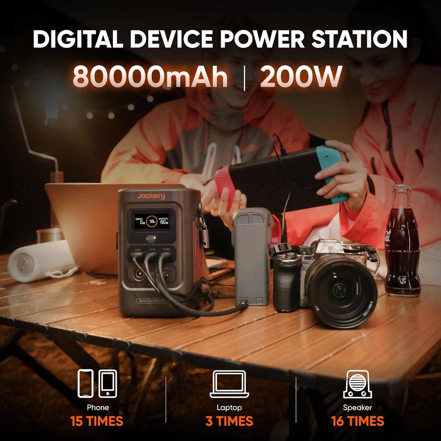 image:imageJackery Explorer 240D Power Bank with 40W Solar Panel 256Wh LiFePO4 Battery Portable Power Station 200W DC Output with 40W Air Solar PanelE240D100W