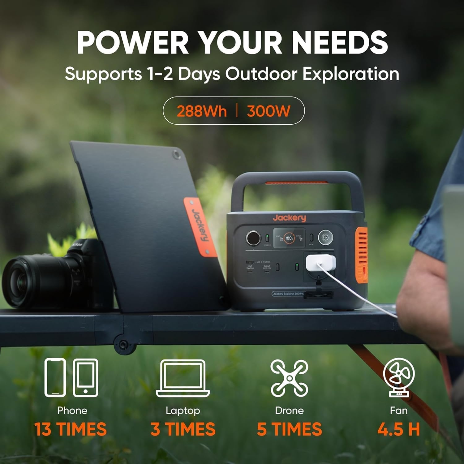 image:imageJackery Explorer 300 Plus Portable Power Station 288Wh Backup LiFePO4 Battery 300W AC Outlet 375 KG Solar Generator for RV Outdoors Camping Traveling and Emergencies Solar Panel OptionalE300 Plus