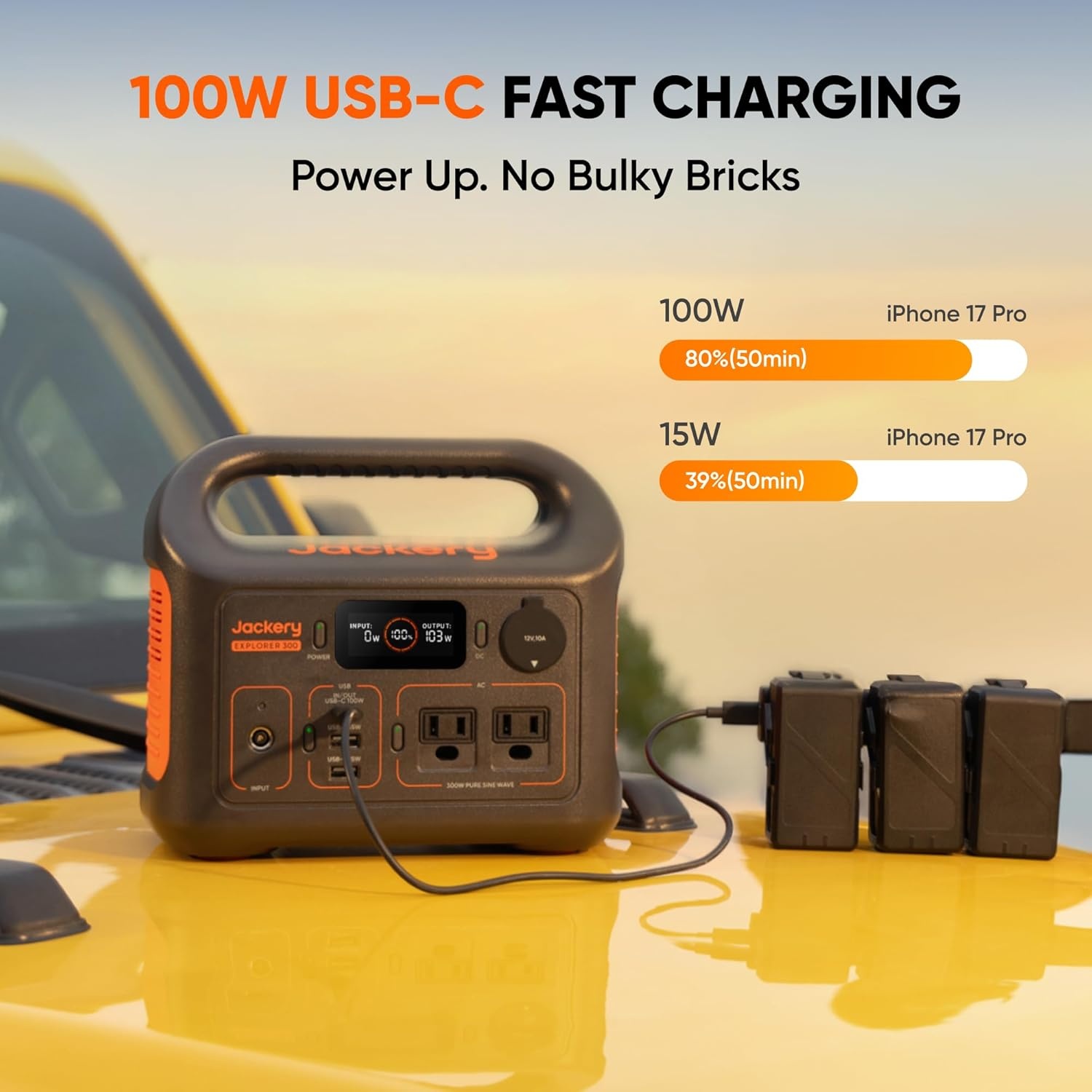 image:imageJackery Solar Generator 300 292Wh Backup LiFePO4 Battery with 1XSolar Panel SolarSaga 100W 300W Pure Sine Wave AC Outlet for RV Outdoors Camping Travel BlackoutE300100W Prime