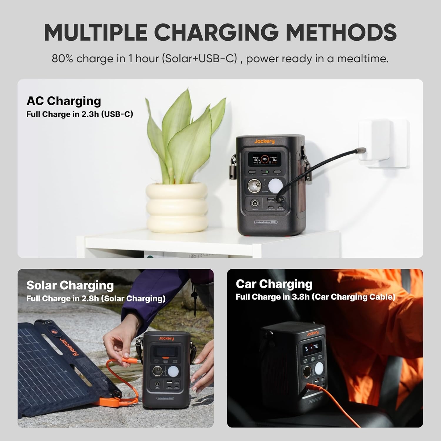 image:imageJackery Solar Generator 300 292Wh Backup LiFePO4 Battery with 1XSolar Panel SolarSaga 100W 300W Pure Sine Wave AC Outlet for RV Outdoors Camping Travel BlackoutE300D40W