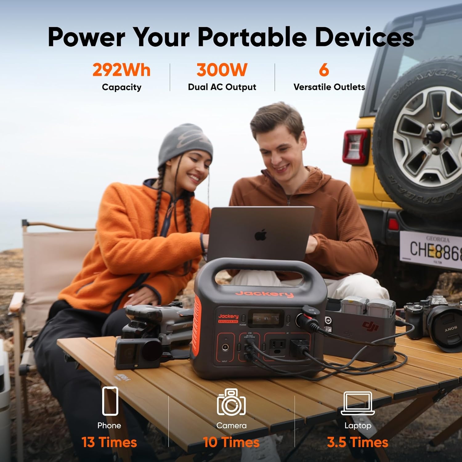image:imageJackery Solar Generator 300 292Wh Backup LiFePO4 Battery with 1XSolar Panel SolarSaga 100W 300W Pure Sine Wave AC Outlet for RV Outdoors Camping Travel BlackoutE300