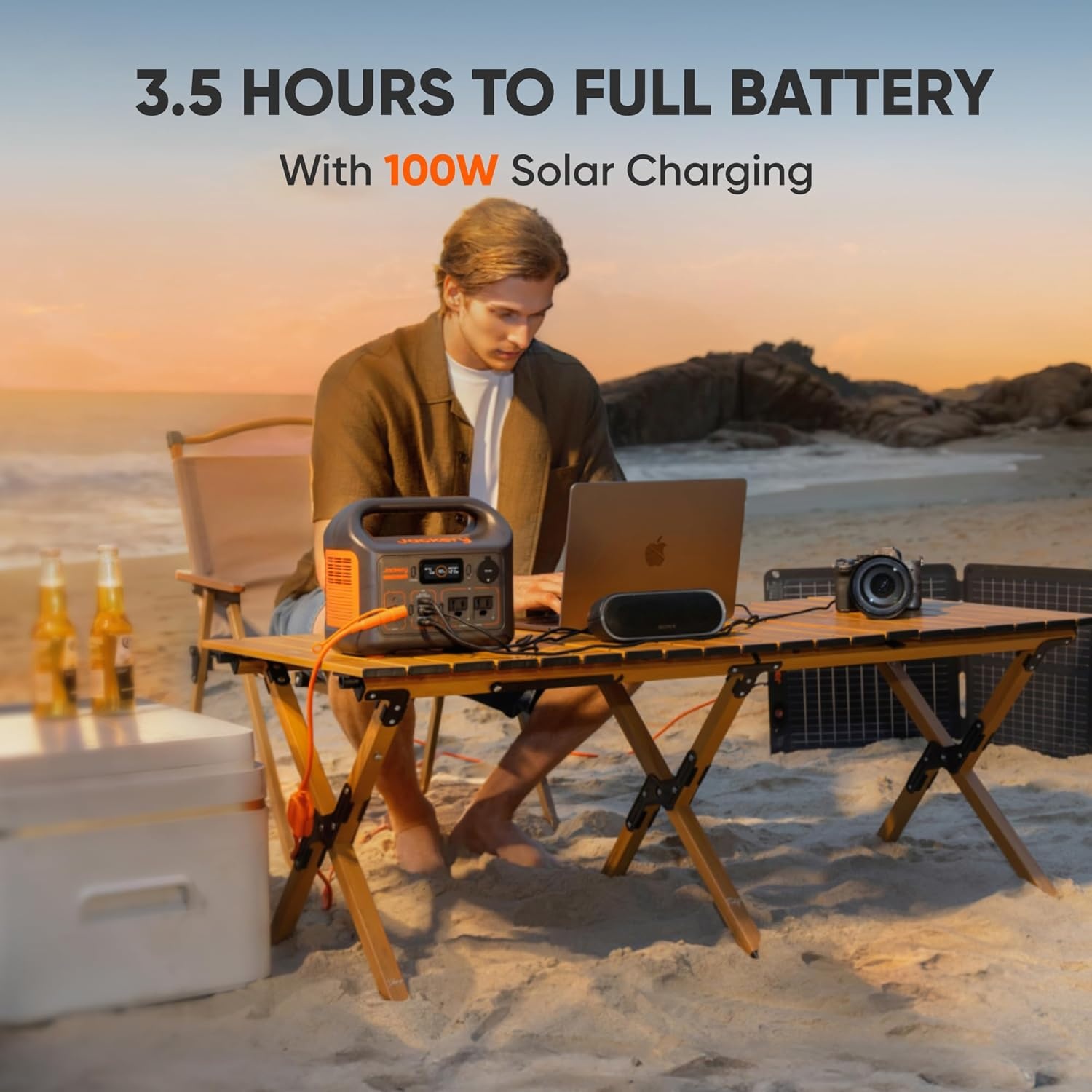 image:imageJackery Solar Generator 300 292Wh Backup LiFePO4 Battery with 1XSolar Panel SolarSaga 100W 300W Pure Sine Wave AC Outlet for RV Outdoors Camping Travel BlackoutE30040W