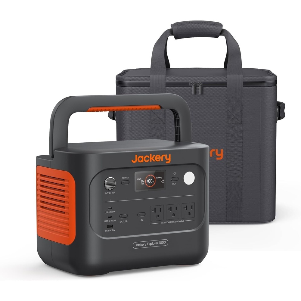 image:imageJackery Explorer 1000 v2 Portable Power Station1070Wh LiFePO4 Battery1500W AC100W USBC Output 1 Hr Fast Charge Solar Generator for CampingEmergency RV OffGrid LivingSolar Panel OptionalE1000v2Carrying Bag