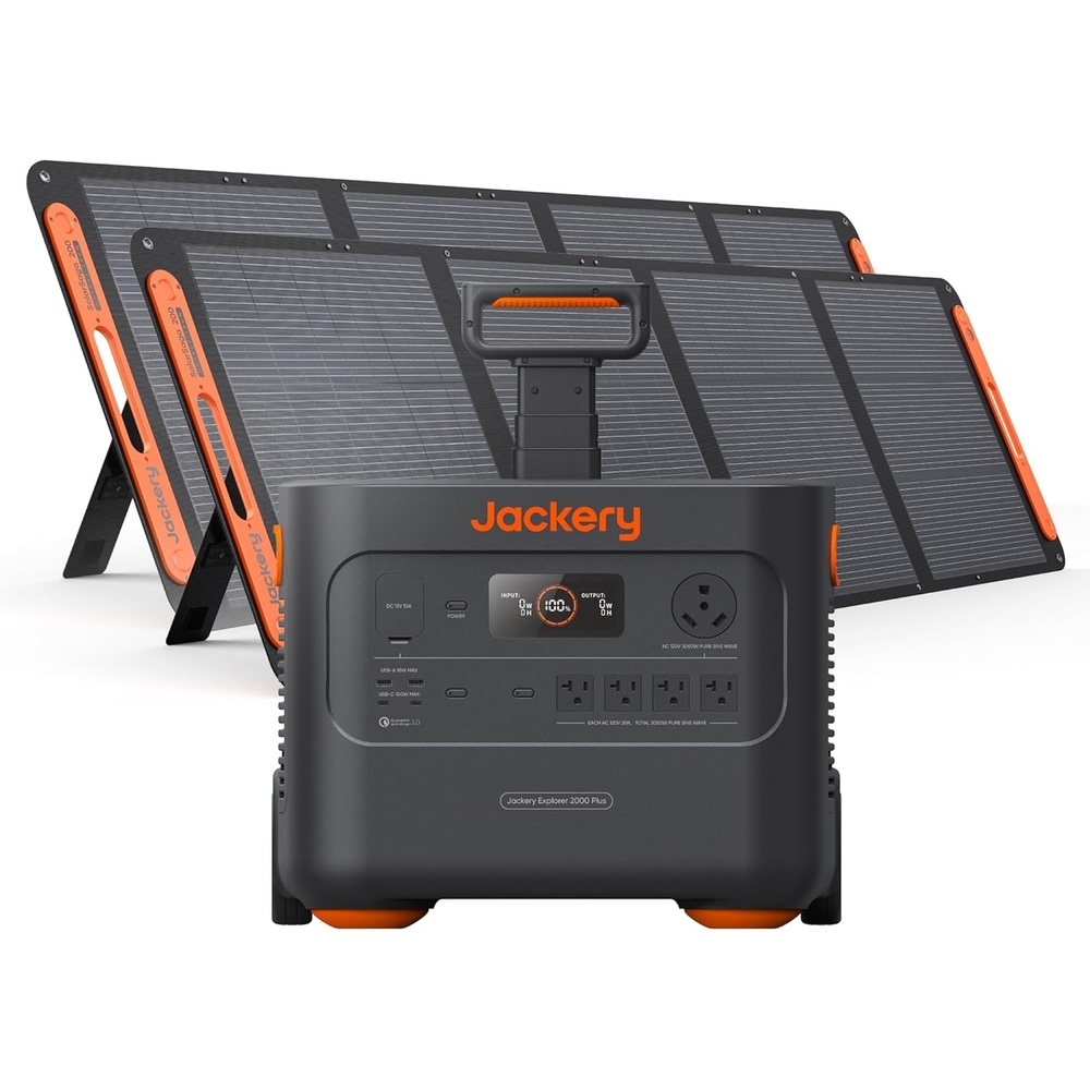 image:imageJackery Explorer 2000 Plus Portable Power Station 2042Wh LiFePO4 Solar Generator 3000W AC Output Expandable to 24kWh UPS Home Backup for Emergency Camping RV OffGridSolar Panel OptionalExplorer 2000 Plus200Wx2