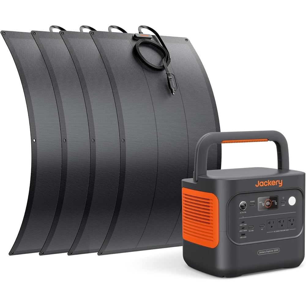 image:imageJackery Explorer 2000 v2 Portable Power Station with 2x200W Solar Panels 2042Wh LiFePo4 Battery 2200W Solar Generator 20ms UPS USBC PD 100W Fast Charging for Power Outages Emergencies CampingExplorer 2000 v2100W Lightx4