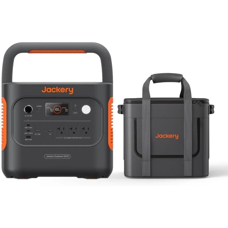 image:imageJackery Explorer 2000 v2 Portable Power Station with 2x200W Solar Panels 2042Wh LiFePo4 Battery 2200W Solar Generator 20ms UPS USBC PD 100W Fast Charging for Power Outages Emergencies CampingExplorer 2000 v2Protective Case