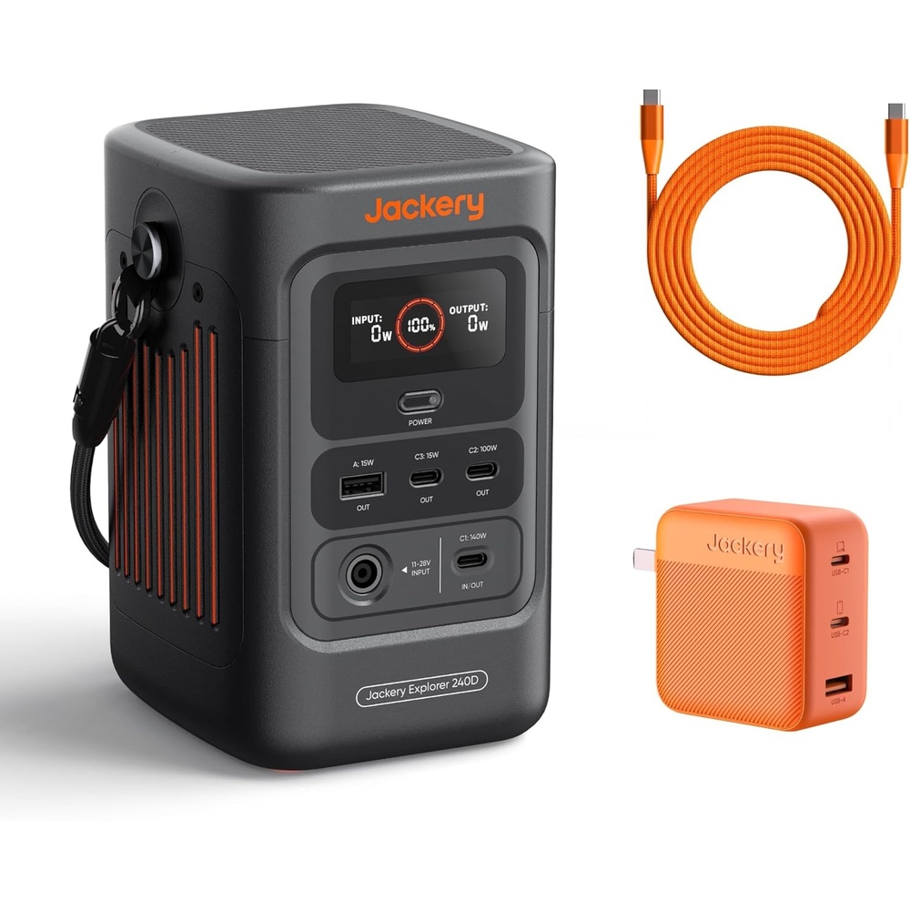 image:imageJackery Explorer 240D Power Bank with 40W Solar Panel 256Wh LiFePO4 Battery Portable Power Station 200W DC Output with 40W Air Solar PanelE240D102W Fast Charger