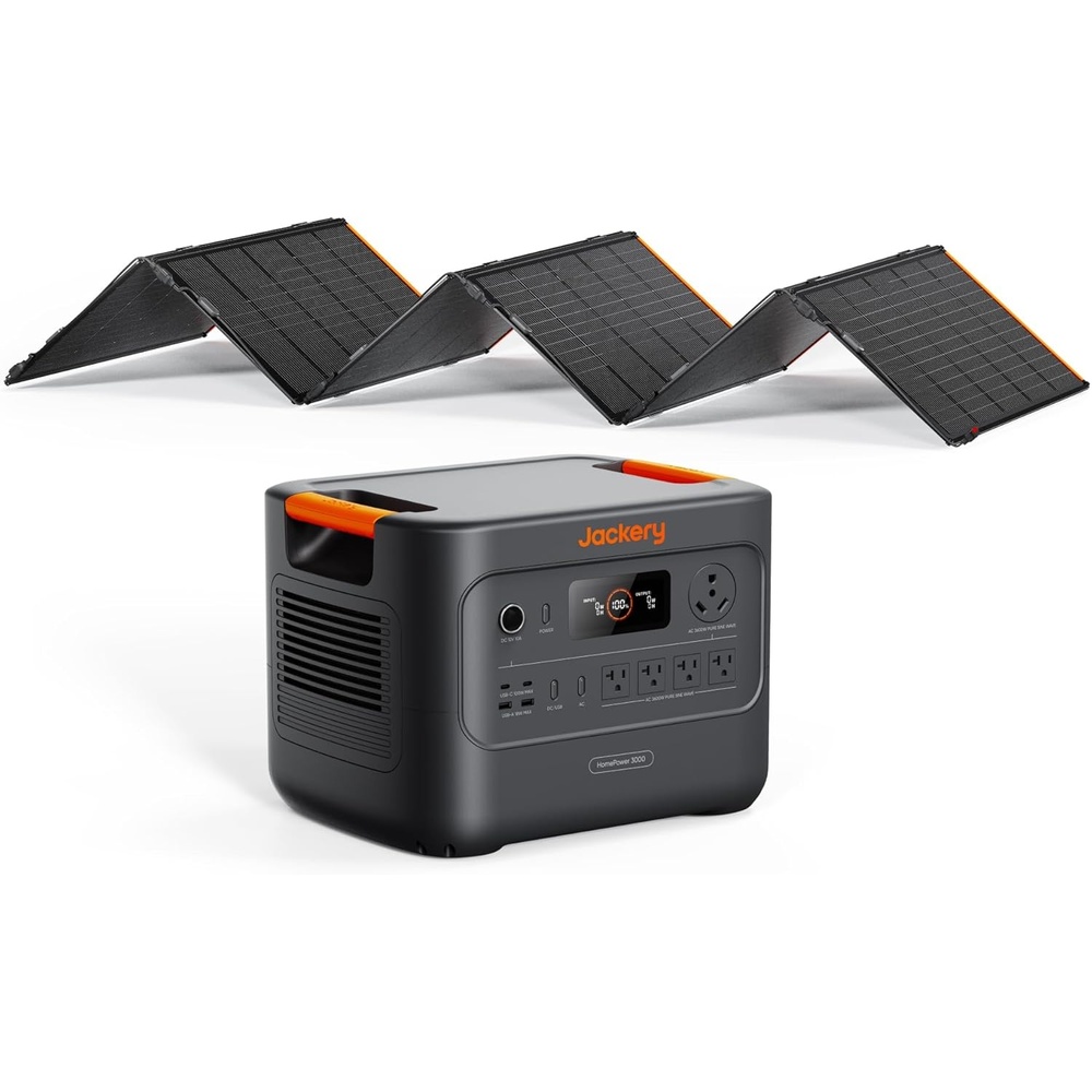 image:imageJackery HomePower 3000 Portable Power Station with 2X 200W Solar Panels 3600W Surge 7200W Output 3072Wh LFP Battery Solar Generator Essential Backup for Home Use Power Outage RV EmergenciesHomePower 3000500X