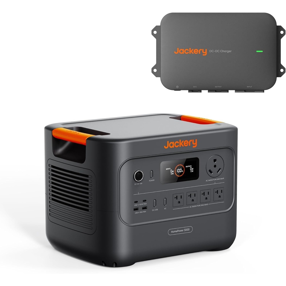 image:imageJackery HomePower 3000 Portable Power Station with 2X 200W Solar Panels 3600W Surge 7200W Output 3072Wh LFP Battery Solar Generator Essential Backup for Home Use Power Outage RV EmergenciesHomePower 3000DCDC Charger