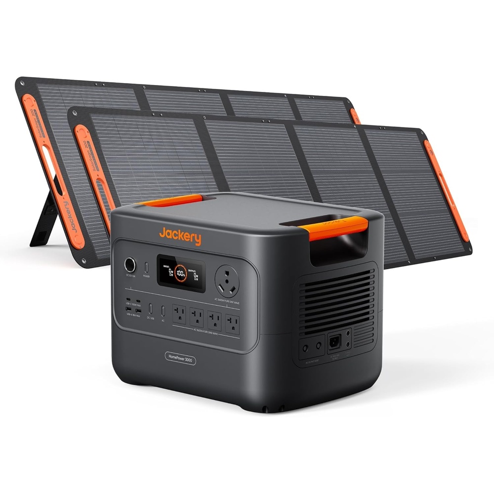 image:imageJackery HomePower 3000 Portable Power Station with 2X 200W Solar Panels 3600W Surge 7200W Output 3072Wh LFP Battery Solar Generator Essential Backup for Home Use Power Outage RV EmergenciesHomePower 30002x200W
