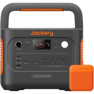 Jackery Explorer 1000 v2 Portable Power Station,1070Wh LiFePO4 Battery,1500W AC/100W USB-C Output, 1 Hr Fast Charge, Solar Generator for Camping,Emergency, RV, Off-Grid Living(Solar Panel Optional)(E1000v2+102W Fast Charger)