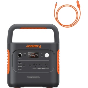 Jackery Explorer 2000 v2 Portable Power Station with 2x200W Solar Panels, 2042Wh LiFePo4 Battery, 2200W Solar Generator, 20ms UPS, USB-C PD 100W Fast Charging for Power Outages, Emergencies, Camping(Explorer 2000 v2+Car Charging Cable)