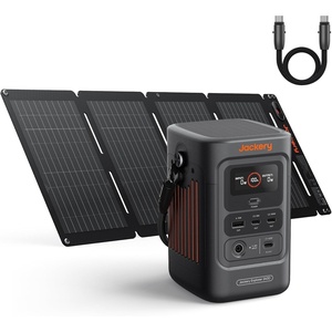 Jackery Solar Generator 300, 292Wh Backup LiFePO4 Battery with 1XSolar Panel SolarSaga 100W, 300W Pure Sine Wave AC Outlet for RV Outdoors Camping Travel Blackout(E240D+40W)