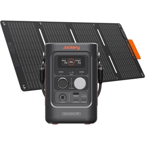 Jackery Solar Generator 300, 292Wh Backup LiFePO4 Battery with 1XSolar Panel SolarSaga 100W, 300W Pure Sine Wave AC Outlet for RV Outdoors Camping Travel Blackout(E300D+40W)