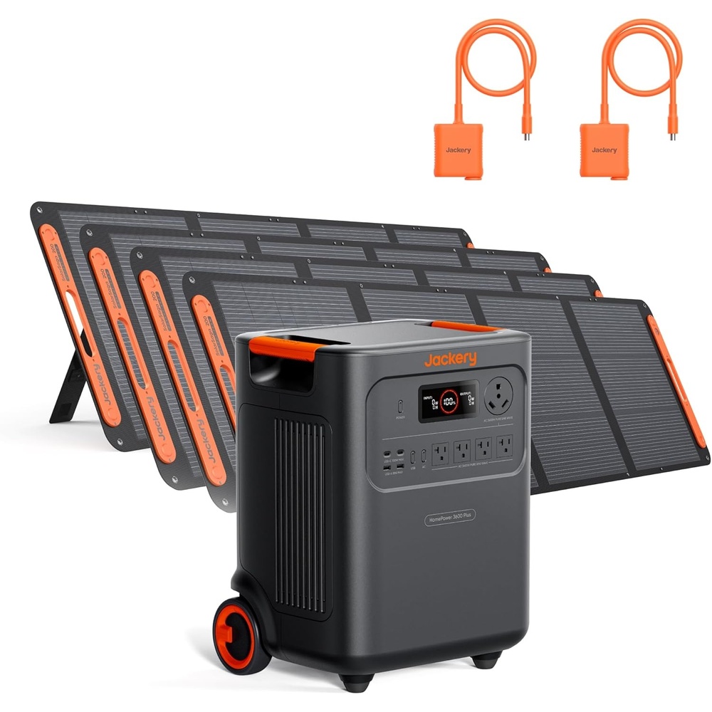 image:imageJackery HomePower 3600 Plus Portable Power Station with AC Cable 3600W AC Output 3584Wh LFP Solar Generator Expandable up to 21kWh Essential Home Backup for Home Use Solar Panel OptionalHomePower 3600 Plus4x200W2xSolar Panel Connector