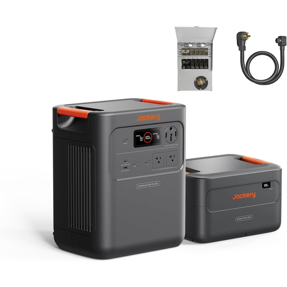 image:imageJackery HomePower 3600 Pro Max Portable Power Station with 2x200W Solar Panels 4000W 120V240V AC Output 3584Wh LFP Battery Expandable to 21kWh Essential Home Backup for Outages amp EmergenciesHomePower 3600 Pro MaxEBMTS40A Charging Cable