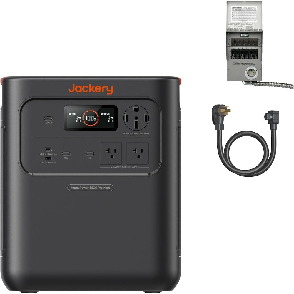 image:imageJackery HomePower 3600 Pro Max Portable Power Station with 2x200W Solar Panels 4000W 120V240V AC Output 3584Wh LFP Battery Expandable to 21kWh Essential Home Backup for Outages amp EmergenciesHomePower 3600 Pro MaxMTS40A Charging Cable