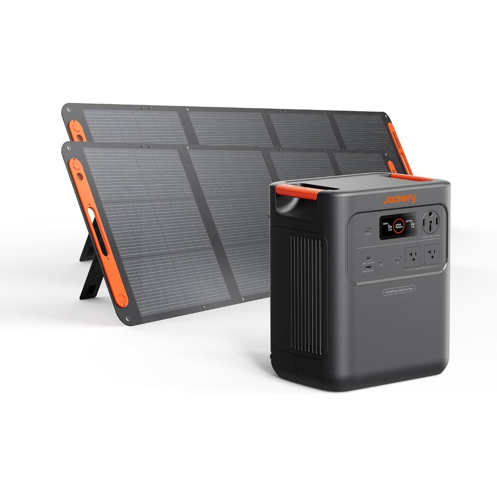 image:imageJackery HomePower 3600 Pro Max Portable Power Station with 2x200W Solar Panels 4000W 120V240V AC Output 3584Wh LFP Battery Expandable to 21kWh Essential Home Backup for Outages amp EmergenciesHomePower 3600 Pro Max2x200W