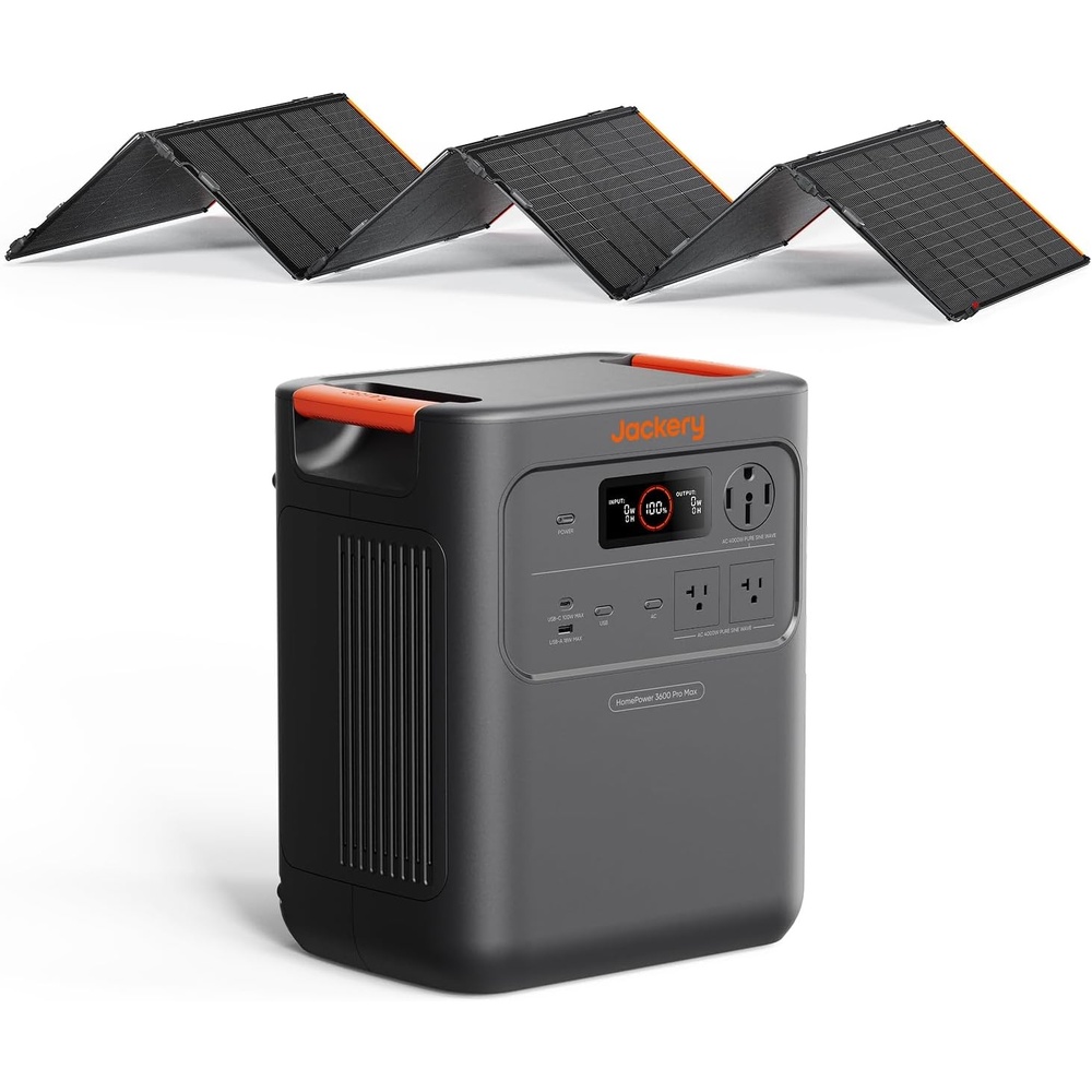 image:imageJackery HomePower 3600 Pro Max Portable Power Station with 2x200W Solar Panels 4000W 120V240V AC Output 3584Wh LFP Battery Expandable to 21kWh Essential Home Backup for Outages amp EmergenciesHomePower 3600 Pro Max500W