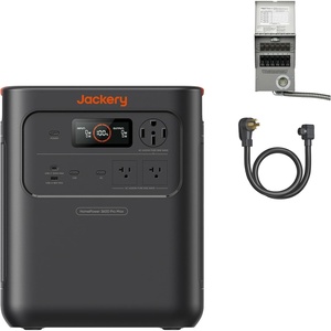 Jackery HomePower 3600 Pro Max Portable Power Station with 2x200W Solar Panels, 4000W 120V/240V AC Output, 3584Wh LFP Battery, Expandable to 21kWh, Essential Home Backup for Outages & Emergencies(HomePower 3600 Pro Max+MTS+40A Charging Cable)