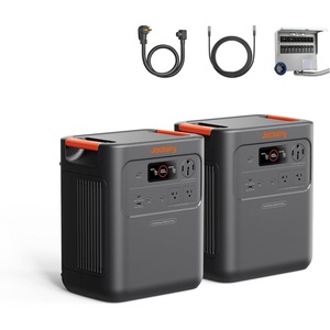Jackery HomePower 3600 Pro Max Portable Power Station with 2x200W Solar Panels, 4000W 120V/240V AC Output, 3584Wh LFP Battery, Expandable to 21kWh, Essential Home Backup for Outages & Emergencies(HomePower 3600 Pro Max (2-Pack)+MTS+40A Charging Cable)
