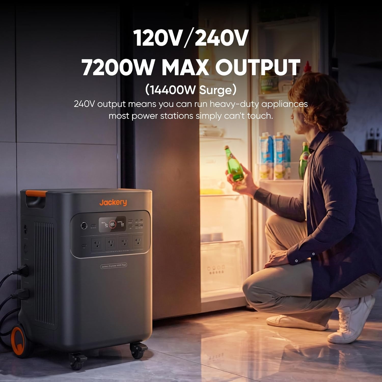 image:imageJackery Solar Generator 5000 Plus with Protective Cover 5040Wh LiFePO4 Battery Power Station 120V240V 7200W AC Output Expandable to 60kWh Essential Home Backup for Emergency Power OutagesExplorer 5000 Plus200Wx2