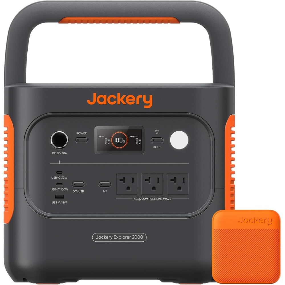 image:imageJackery Solar Generator 2000 v2 with 4x100W Light and Protective Bag 2042Wh2200W LFP Portable Power Station 20ms UPS Home Backup USBC PD 100W Fast Charging for Power Outages Emergencies CampingExplorer 2000 v2102W Fast Charger